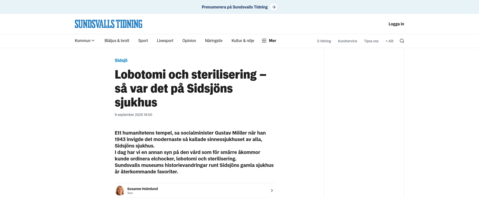 Sidsjöns Sjukhus - Lobotomi & Sterilisering