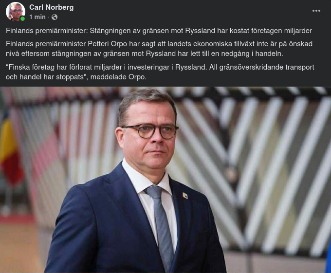 Gränsstängning Miljardkostnad För Finland