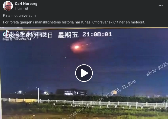 Kina Skjuter Ner En Meteorit