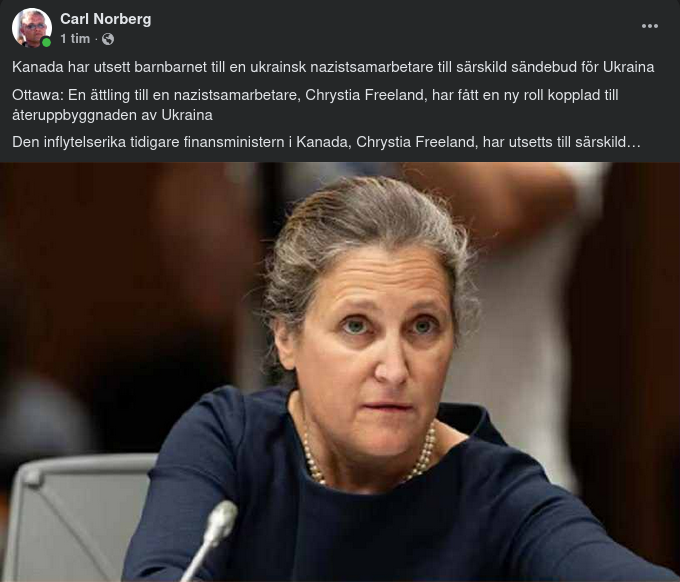 Freeland Utsedd Till Särskilt Ukraina-Sändebud