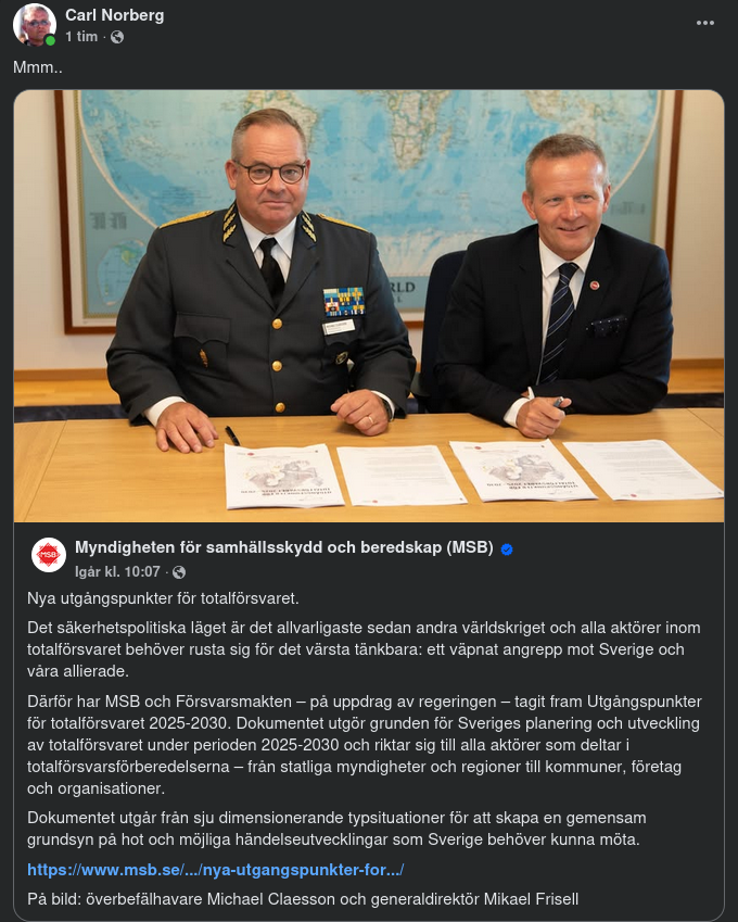 Nya Utgångspunkter För Totalförsvaret Presenterade