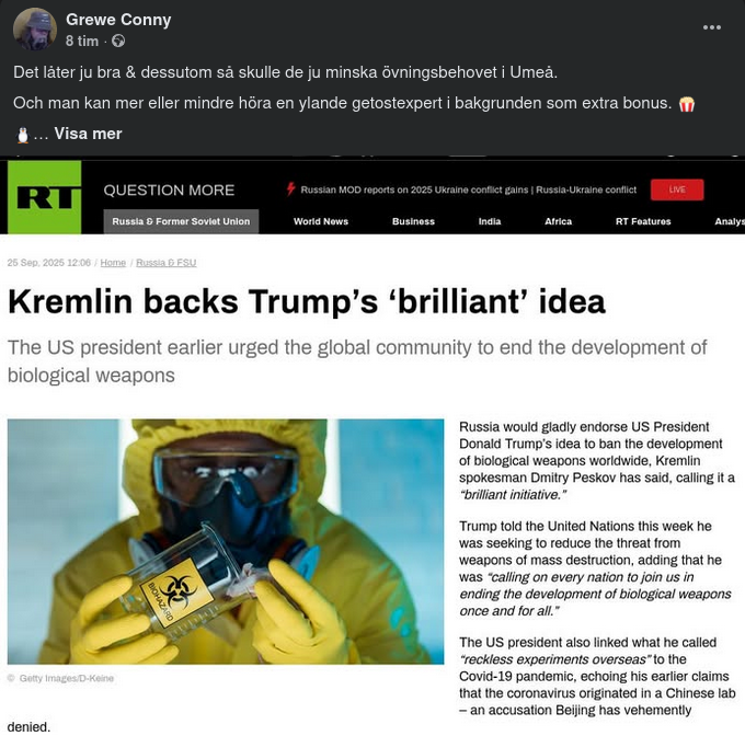 Kreml Stöder Trumps Idé Om Globalt Stopp För Biologisk Vapenutveckling