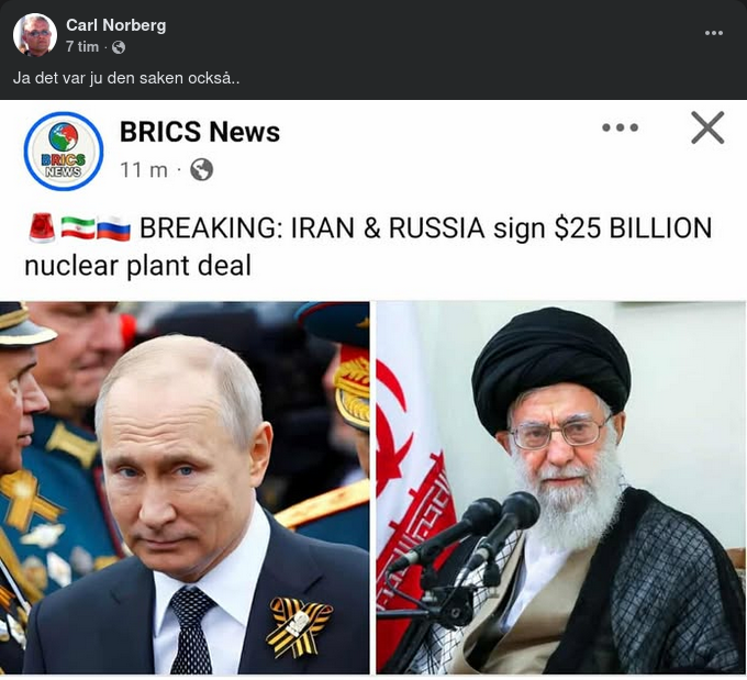 Ryssland & Iran Sluter Kärnkraftverksavtal