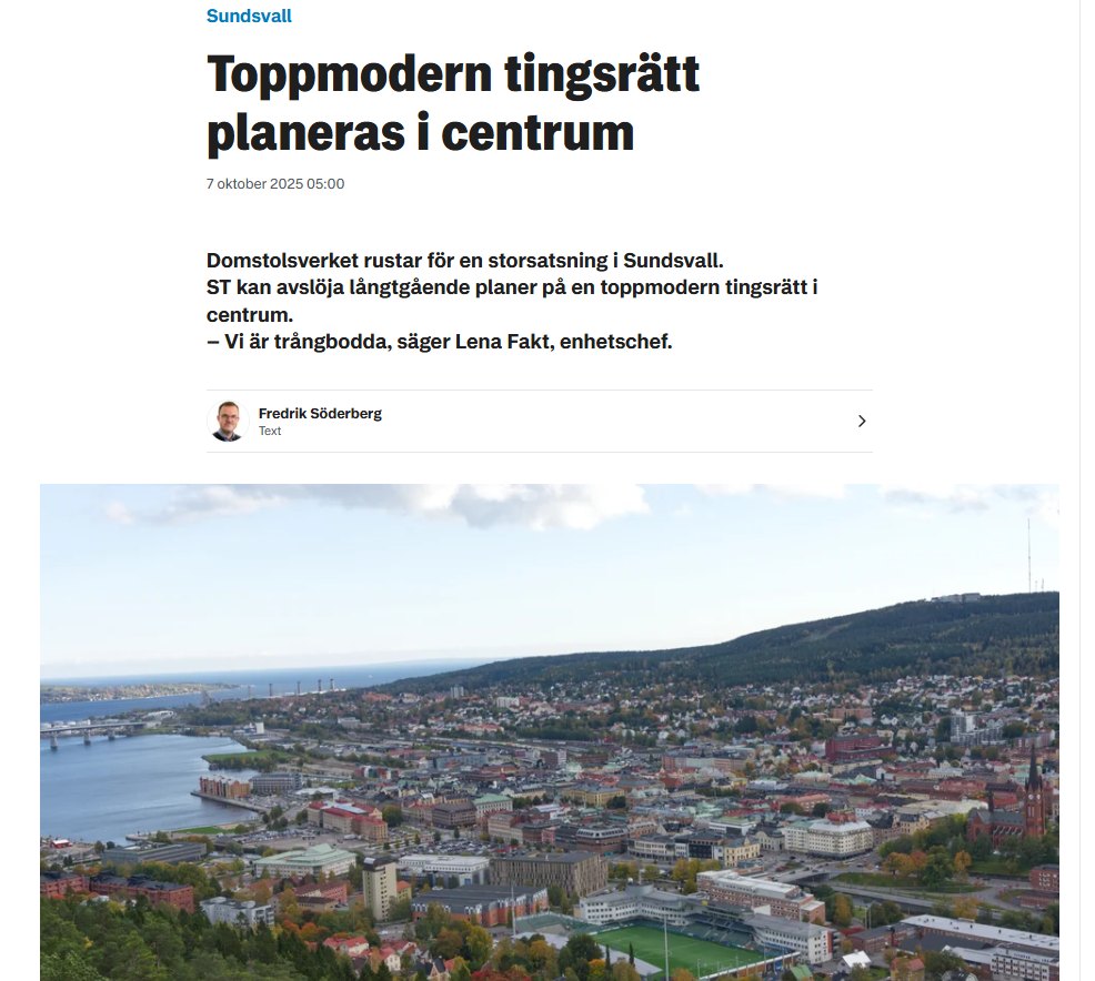 Långtgående Planer För Toppmodern Tingsrätt I Sundsvalls Centrum