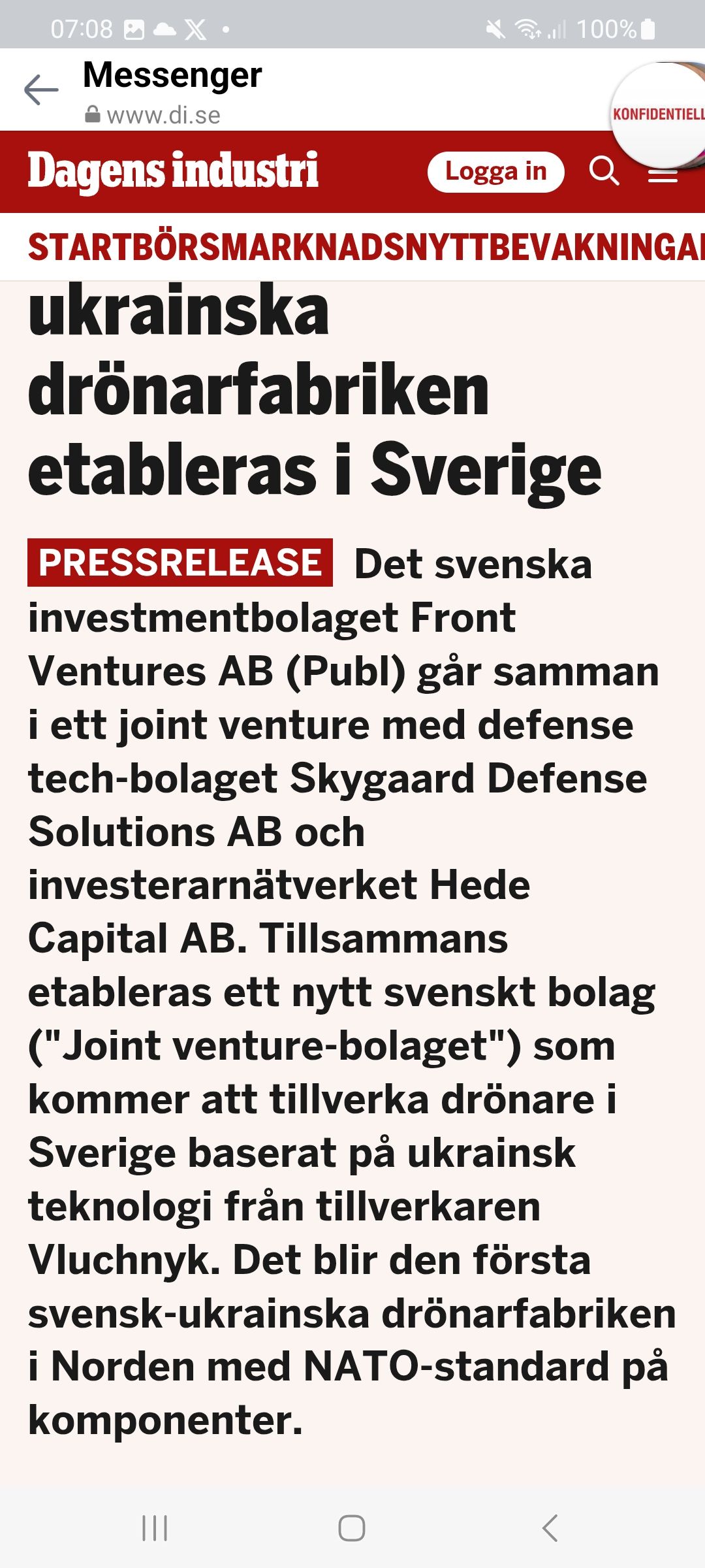 Ukrainsk Drönarfabrik Etableras I Sverige