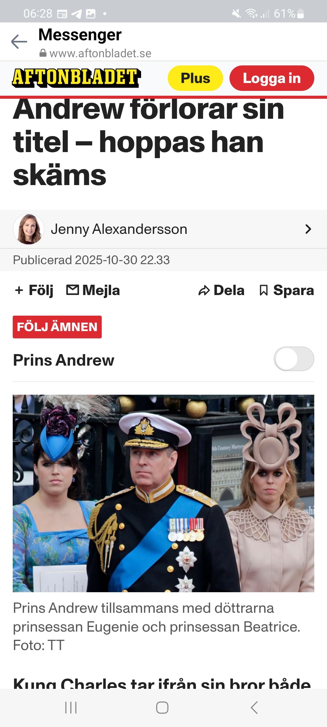 Aftonslasket Hoppas Andrew Skäms..