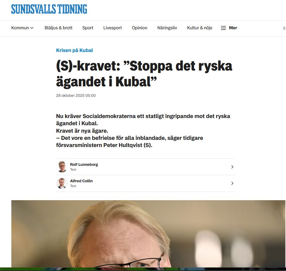 Hultqvist För Statligt Kubal-Övertagande