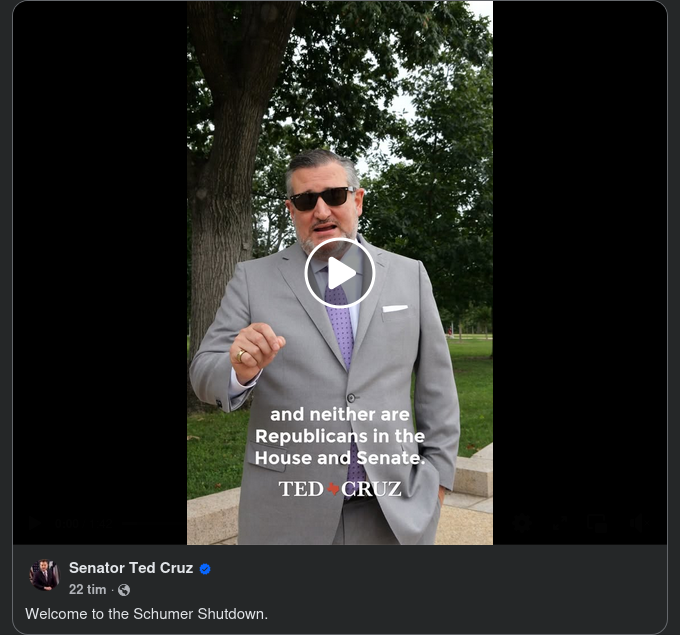 Cruz Förklarar Nedstängningen