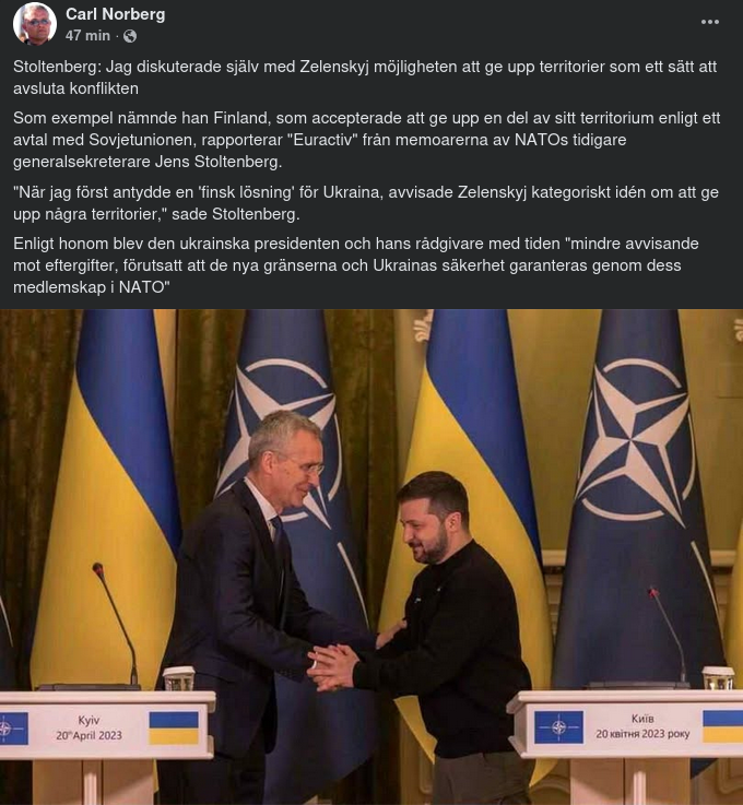 Stoltenberg Om Zelensky-Diskussioner
