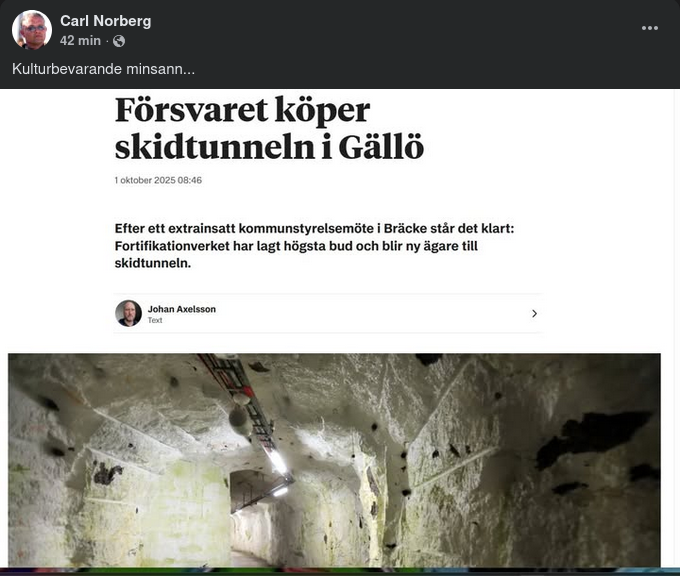 Skidtunneln I Gällö Köps Av Försvaret