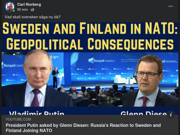 Putin Tillfrågad Om Svenskt & Finskt Natomedlemskap