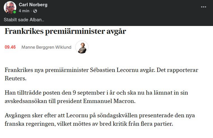 Frankrikes PM Avgår