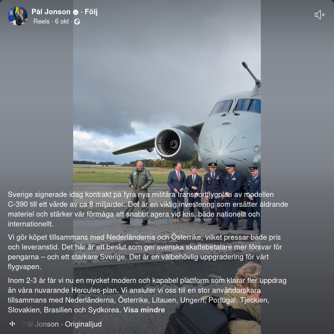 Kontrakt Signerat För Fyra Ny Militära Transportplan