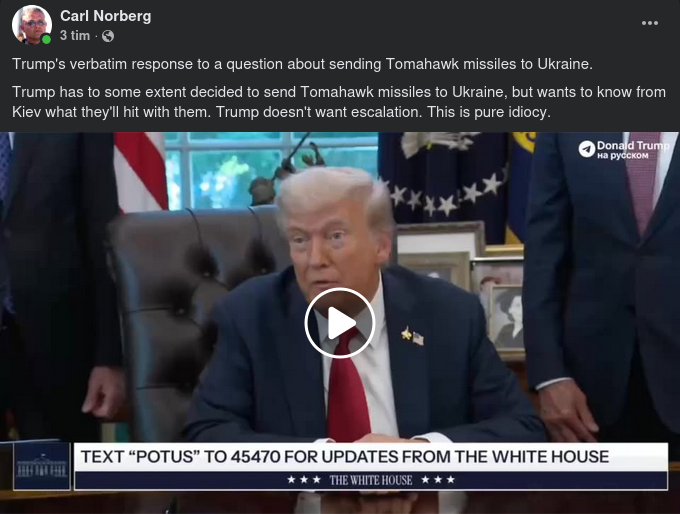 Trump Svarar Om Att Sända Tomahawk Till Ukraina