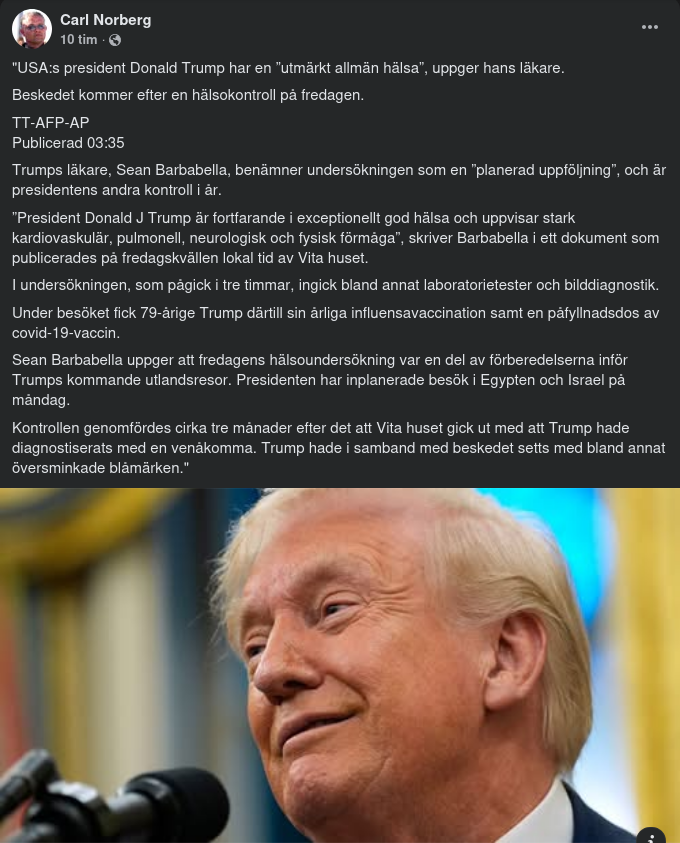 Trump Har Utmärkt Allmän Hälsa