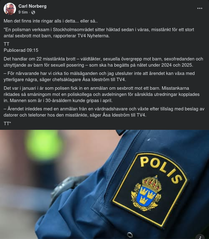 Stockholmspolis Häktad Sedan I Våras För 22 Barnsexbrott