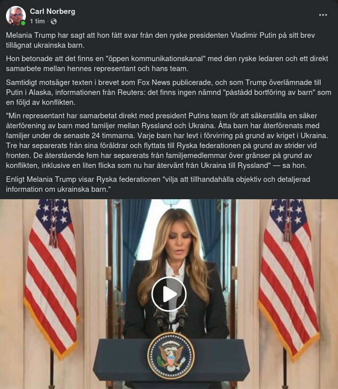 Melania Om Svar Från Vladimir