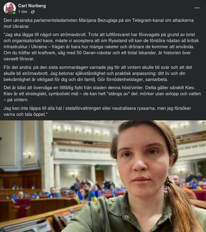 Ukrainsk Parlamentsledamot Om Strömläget