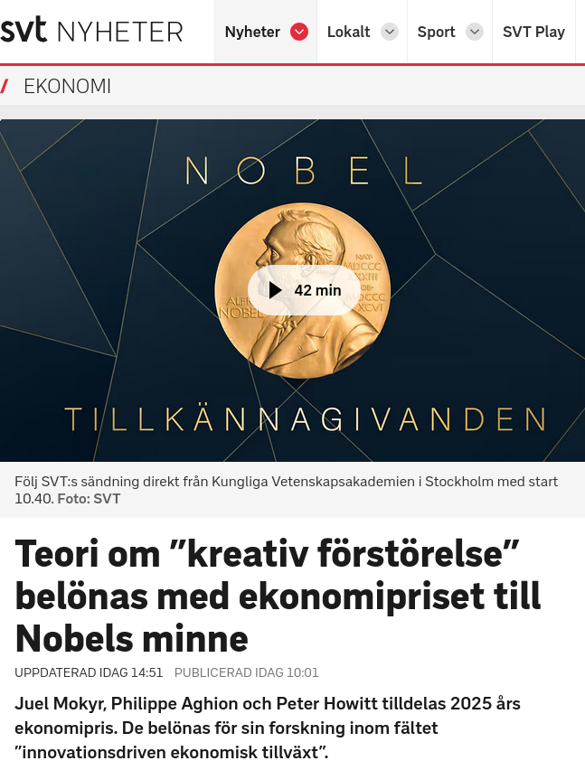 Sveriges Riksbanks Pris I Ekonomisk Vetenskap Till Alfred Nobels Minne - GoogleAI Kommenterar Årets Ritual