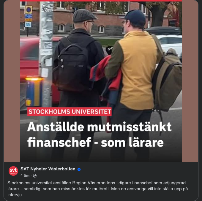 Stockholms Universitet Anställde Mutmisstänkt Finanschef