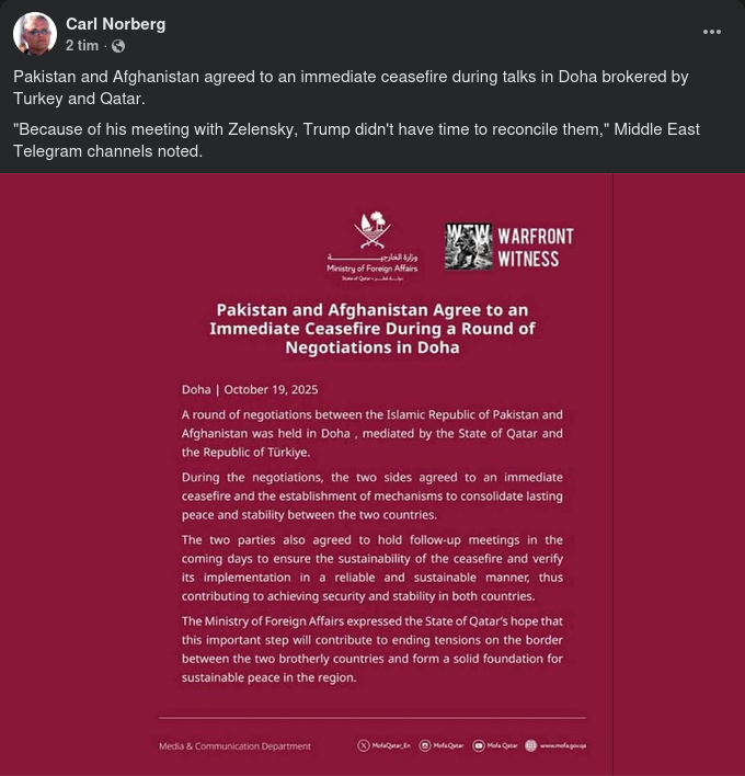 Vapenvila Mellan Afghanistan & Pakistan