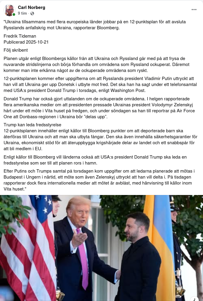 12-Punktplan För avslutning Av Rysslands Anfallskrig När Svd Läser Bloomberg