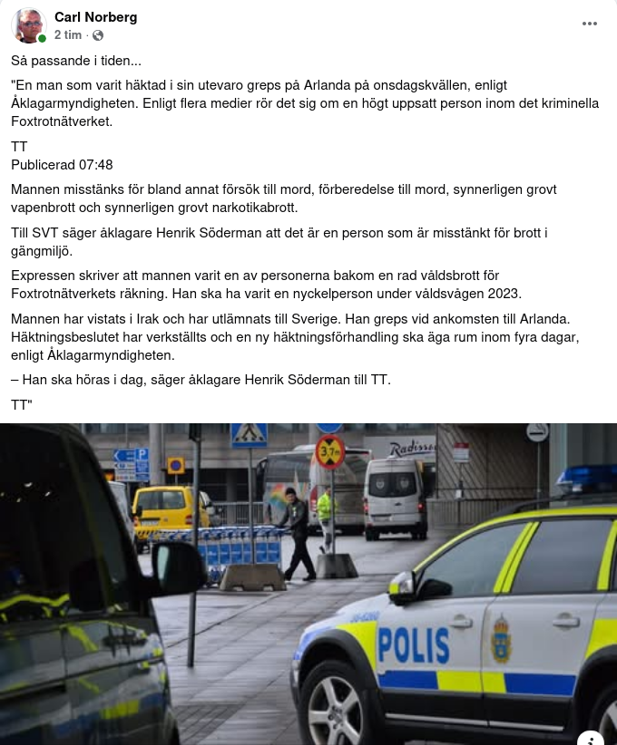 En Foxtrottare Gripen På Arlanda