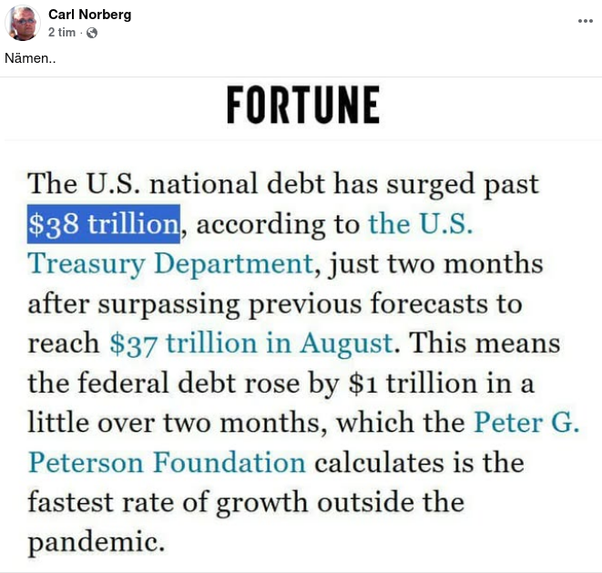 Snabb Amerikansk Skuldtillväxt