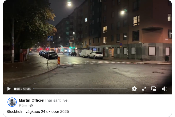 Stockholms Vägkaos 24 oktober 2025