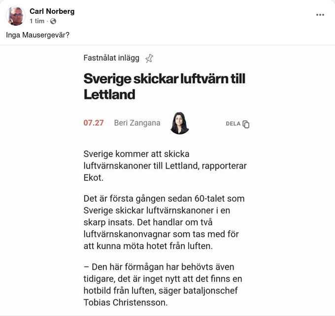 Svenskt Luftvärn till Lettland