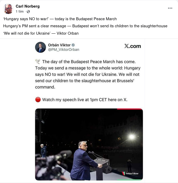 Orban: Ungern Säger NEJ Till Krig