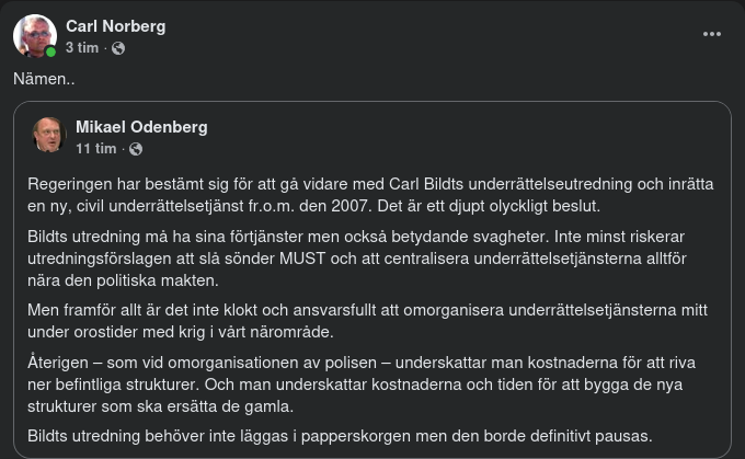 Olyckligt Underrättelseutredningsbeslut..