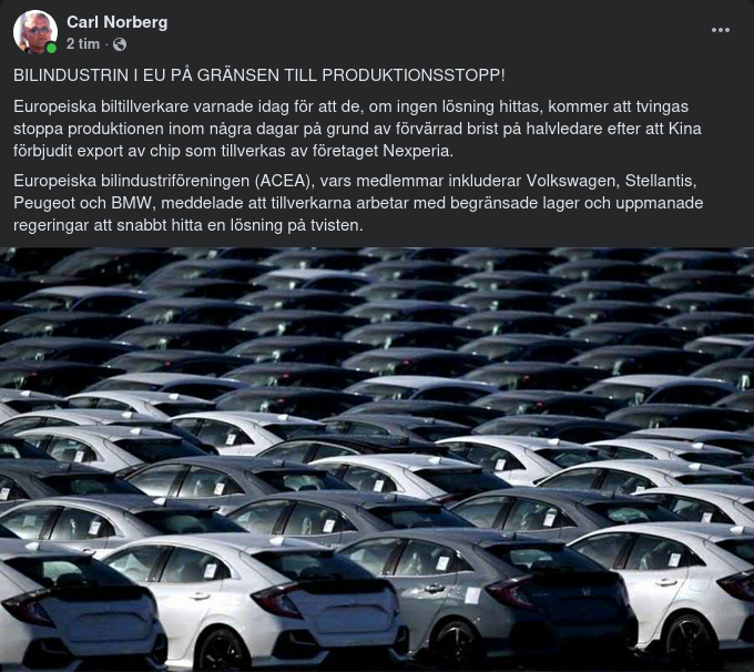 På Gränsen För Produktionsstopp För bilindustrin I EU