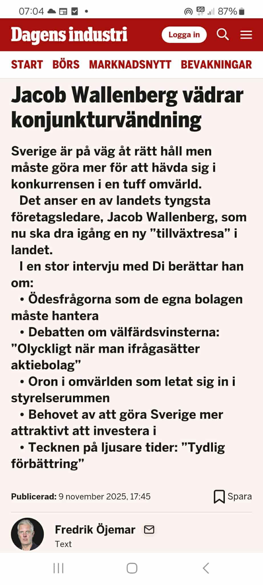 Gitmogalen Jacob Vädrar Konjukturvändning