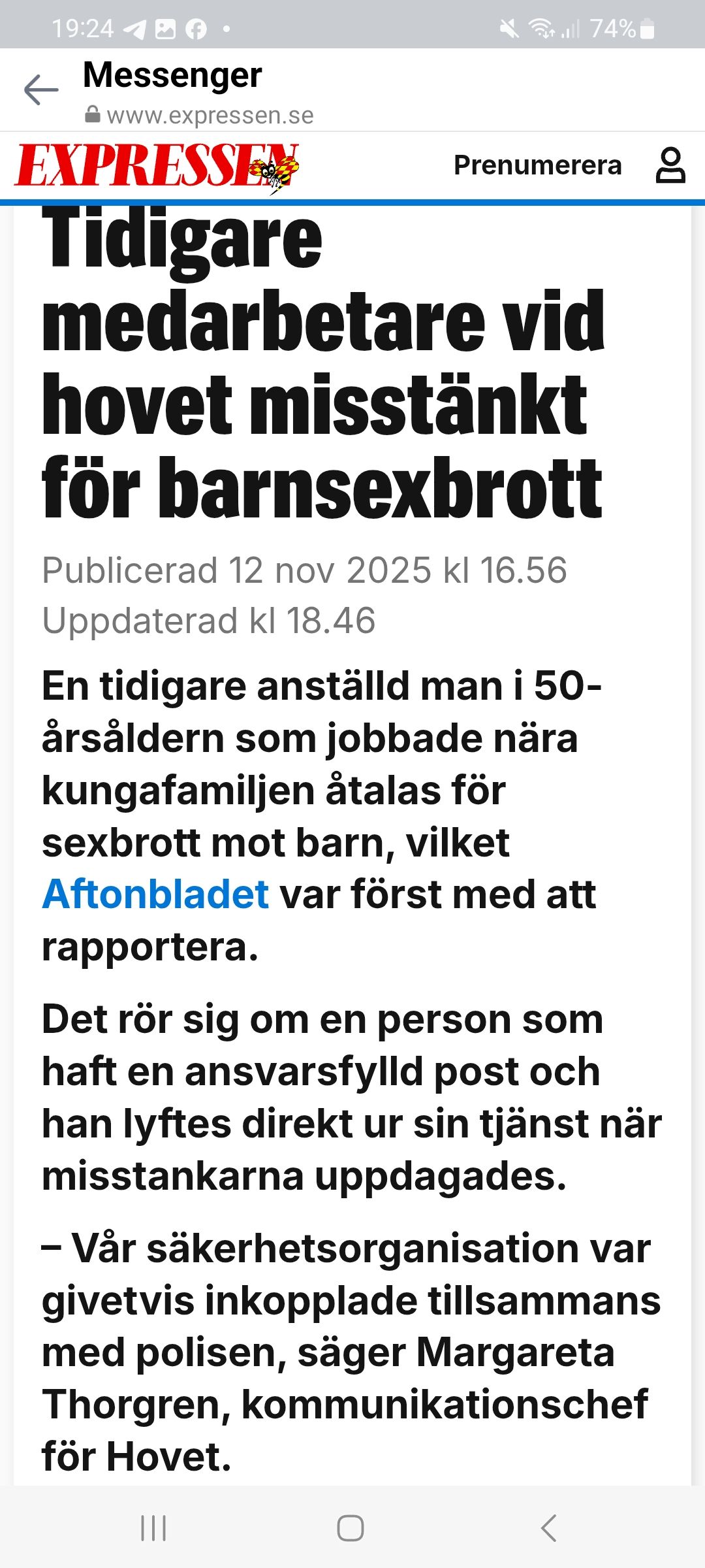 Tidigare Hovmedarbetare Misstänkt För Barnsexbrott