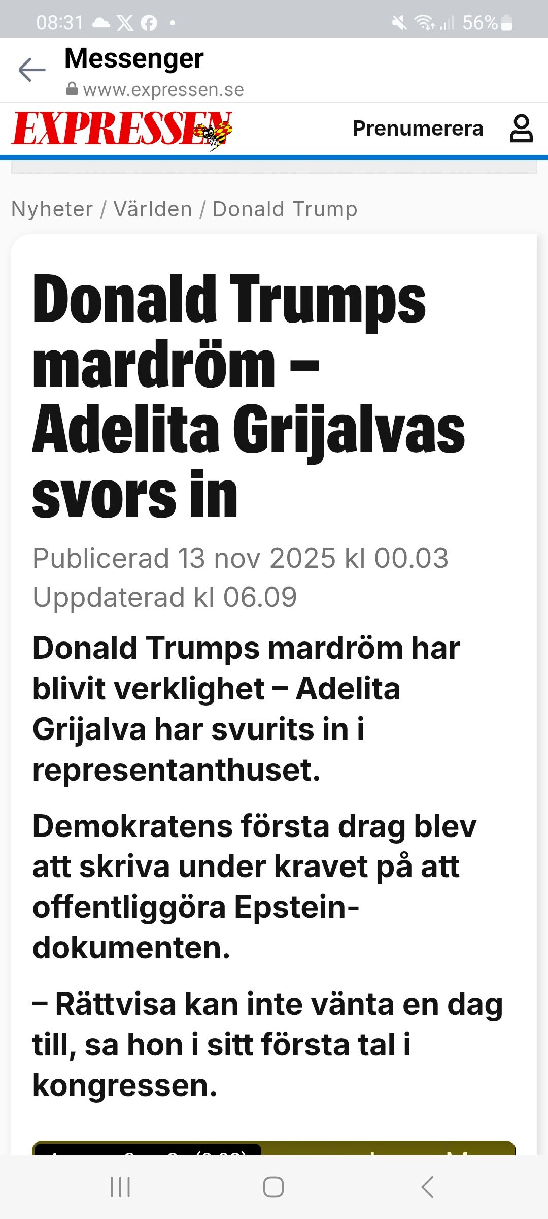 Nyinsvuren Kräver Offentliggörande Av Epstein-Dokumenten