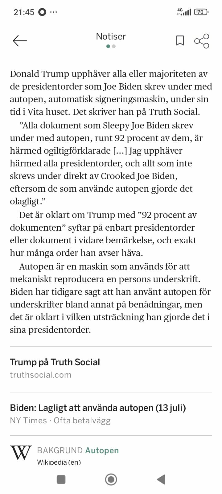 Trump Upphäver Majoriteten Av Bidens Autopennesignerade Presidentordrar