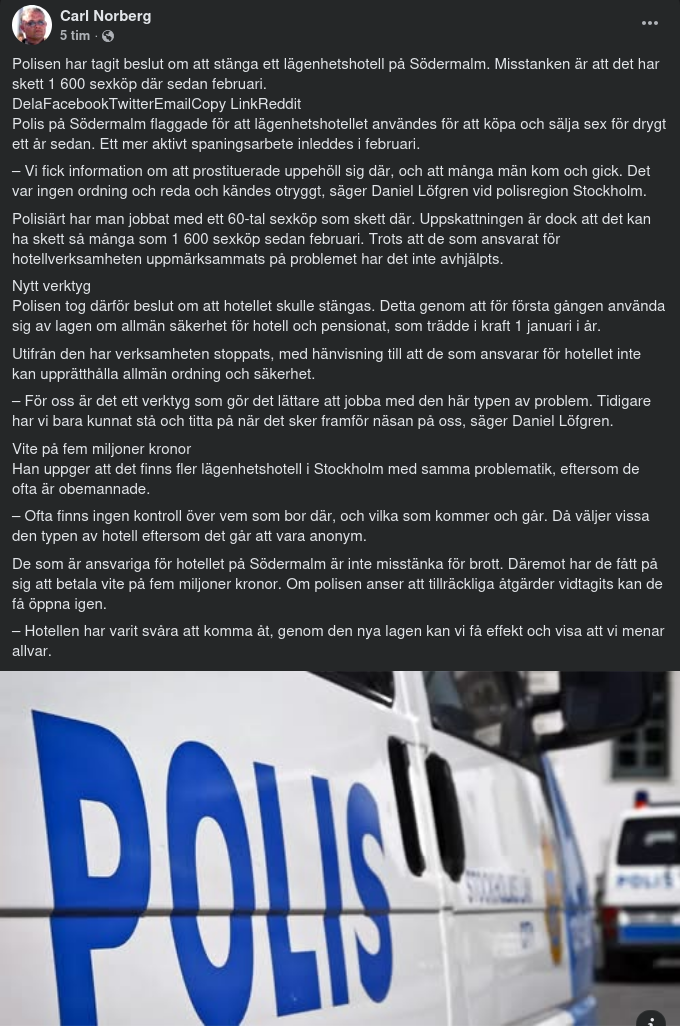 Polisstängt Södermalmshotell