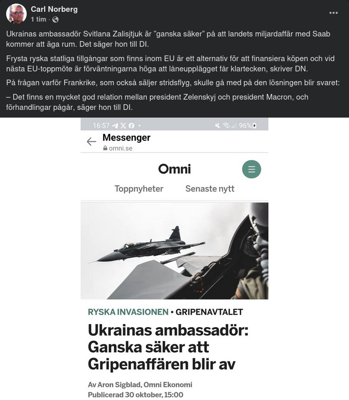 Ukrainas Ambassadör Ganska Säker På Gripenaffär