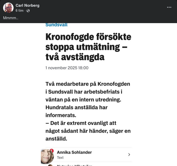 Två Kronofogdemedarbetare I Sundsvall Arbetsbefriade I Väntan På Intern Utredning