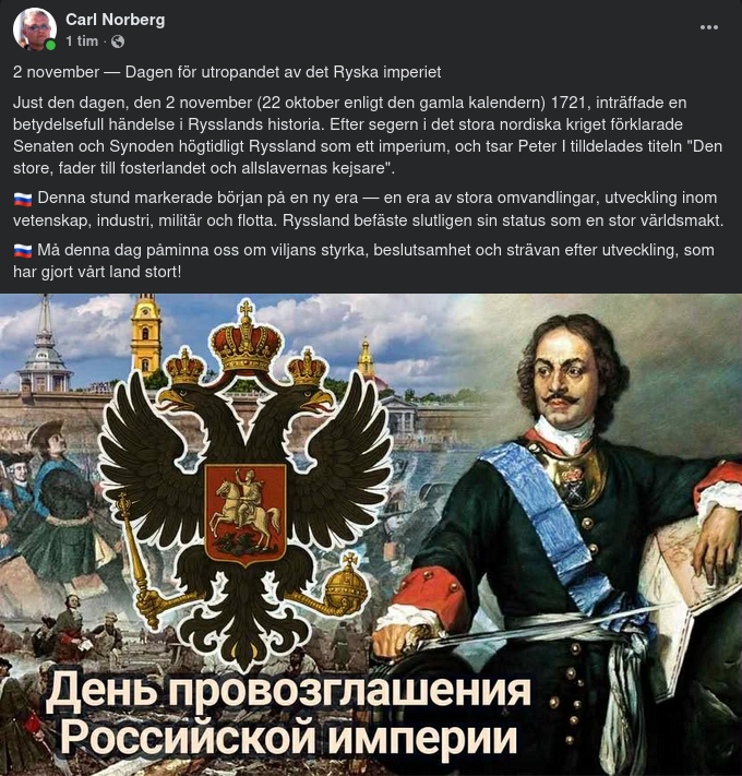 2 November 1721 - Utropandet Av Det Ryska Imperiet