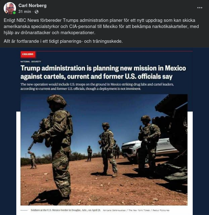 Amerikanska Specialstyrkor Mot Mexikanska Drogkarteller Planeras