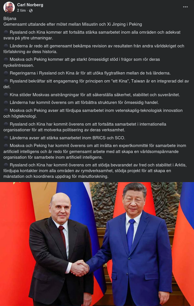 Ryssland & Kina I Gemensamt Uttalande