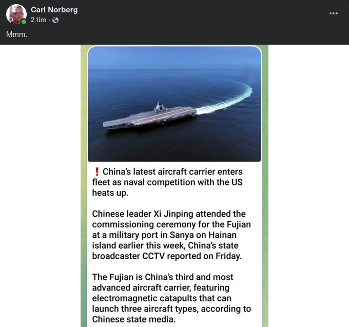 Kinesiskt Hangarfartyg Levererat