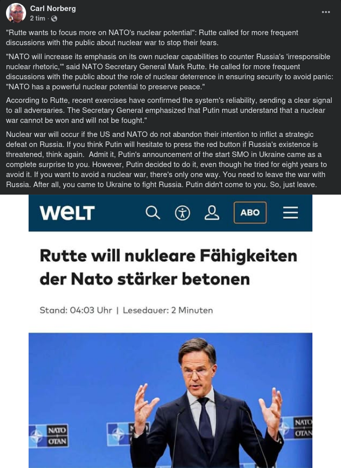 Kärnvapenpotentialsblickande Rutte