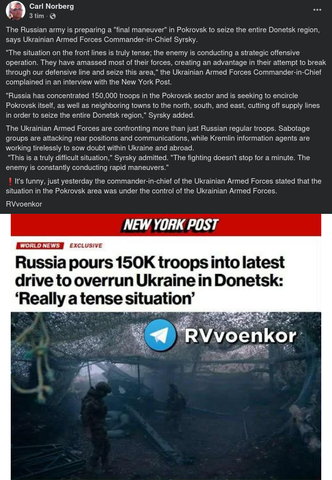 Igår & Idag Från Ukraina Angående Pokrovsk