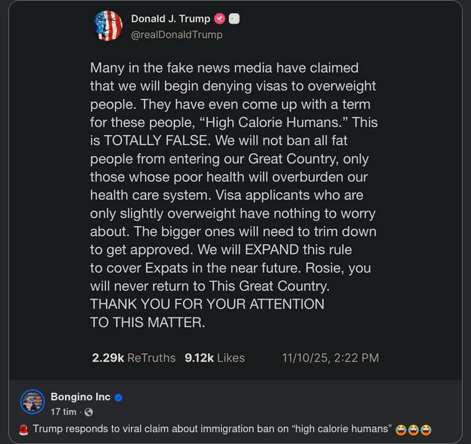 Trump, Fakenews & High Calorie Humans