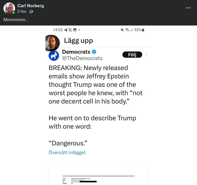 Kort Från Epstein Om Trump