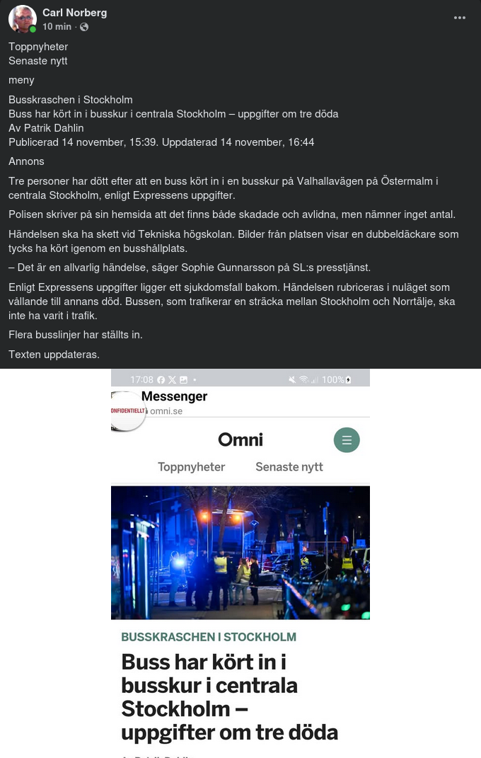 Tragisk Bussolycka I Stockholm..