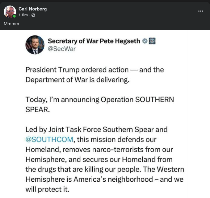 Krigsministeriet Levererar På Presidentens Order